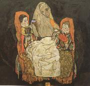Egon Schiele Mother with Two Chilren III (mk12) oil on canvas